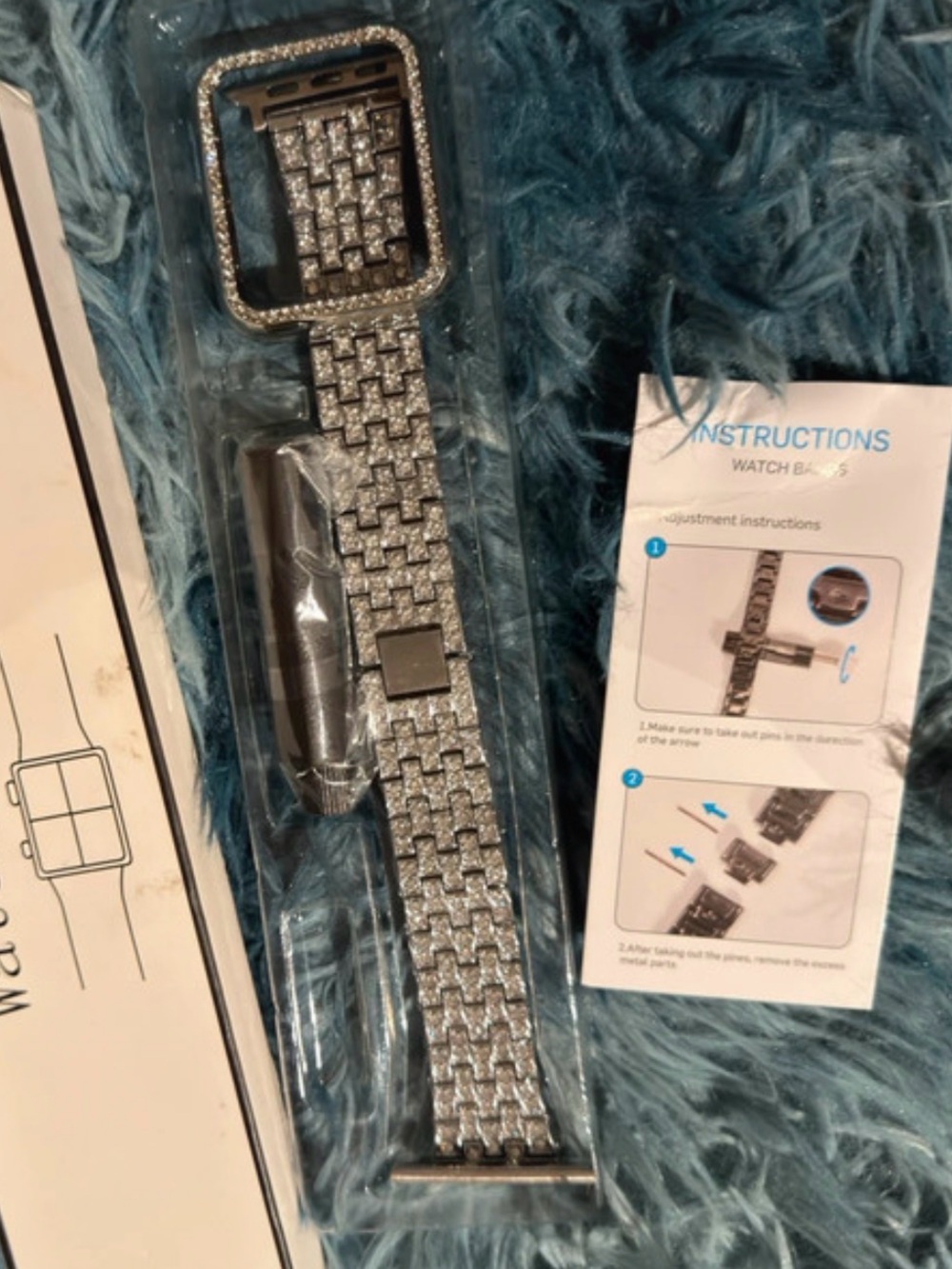 I-watch Series 10 42mm Silver Crystal Link Watch Band with Rhinestone Frame